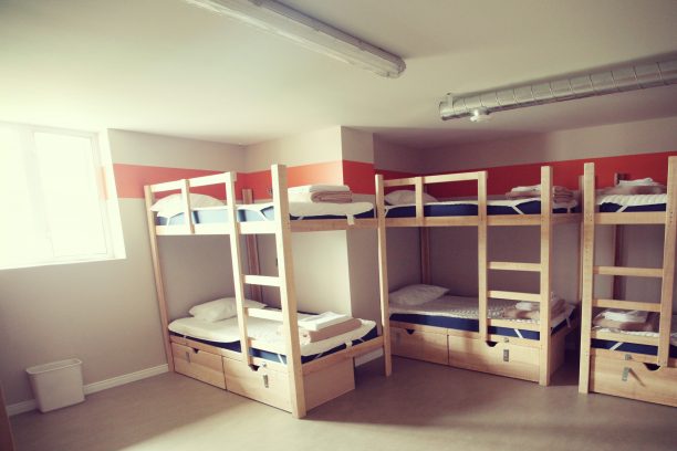 Bunk beds in a dorm