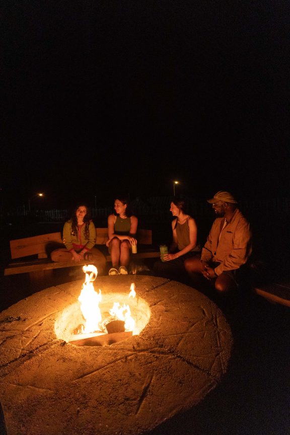 A group of people around a fire