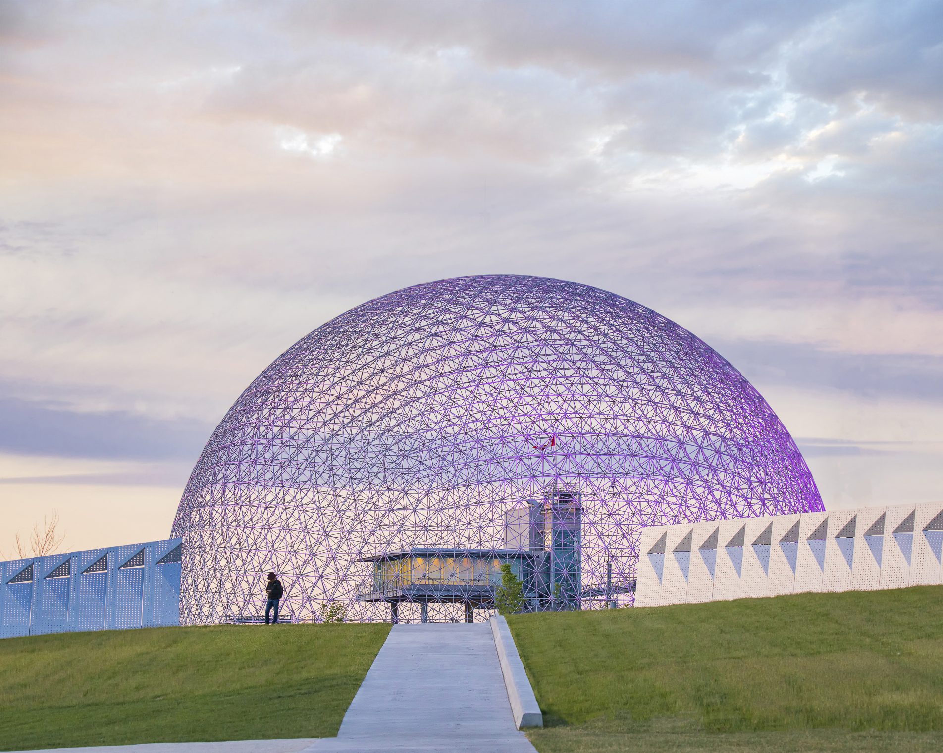 Biosphere illuminated in purple