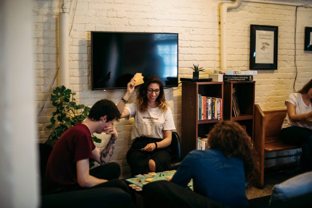 People playing a board game