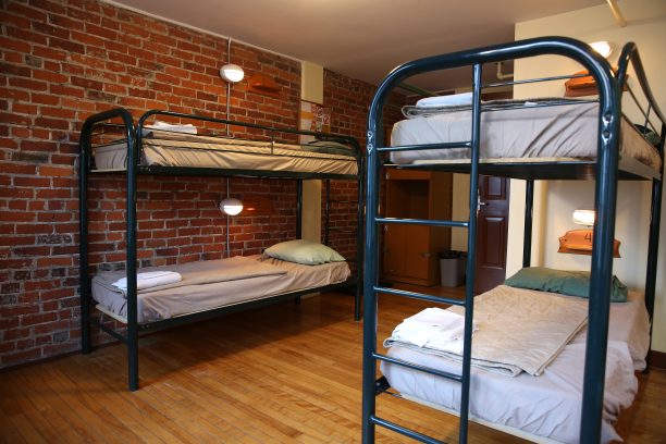 Bunk beds in a dorm room