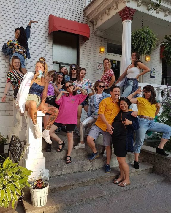 The Saintlo Montreal team in front of the hostel