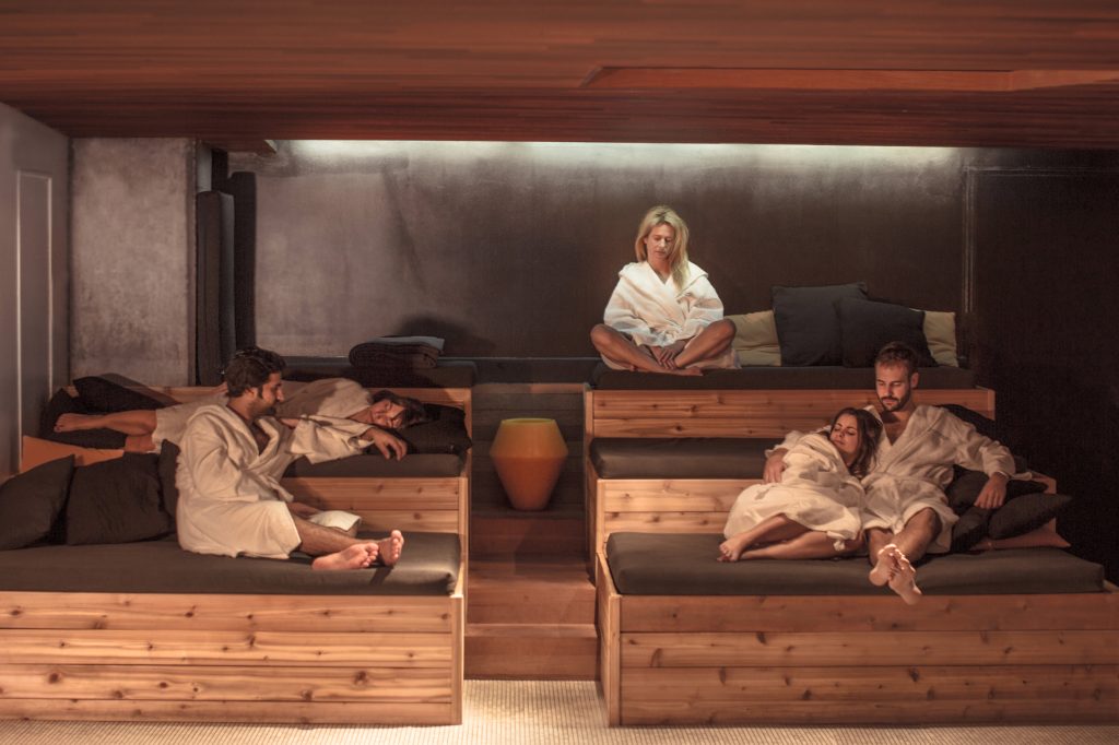 People in a sauna