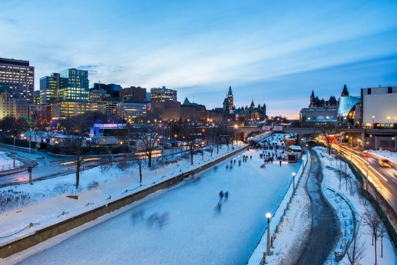 People skating on the Rideau Canal