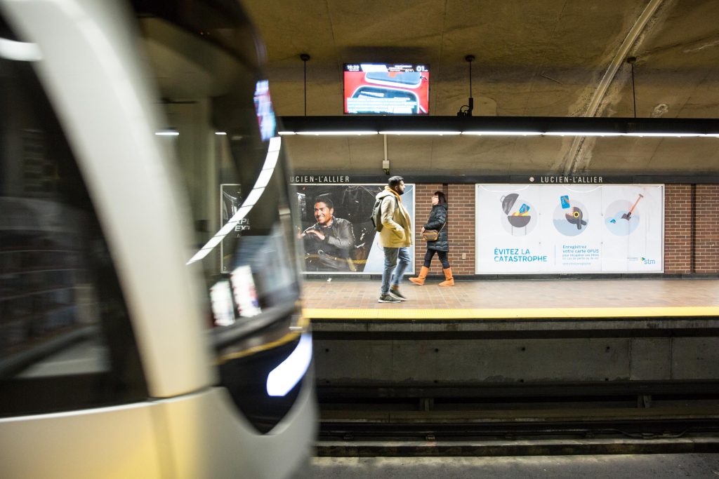 Somwone is waiting for the métro in Montréal